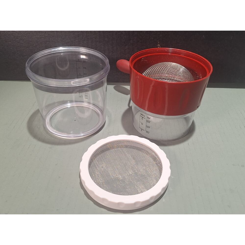 Rotary 3 Cup Flour Sifter Measuring Cup Red White NWOB Dishwasher Safe
